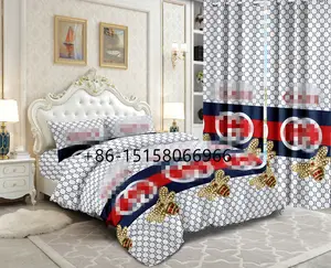 Cama designer conjunto com cortinas 6 peças lençol conjunto rei em estoque