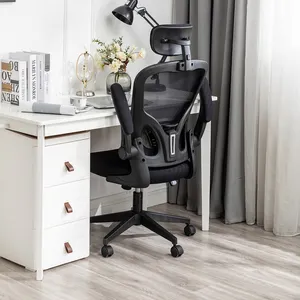 Anji Cadeira de escritório giratória com baixo MOQ 2D ajustável e barata, cadeira de escritório ergonômica com apoio de braço ajustável, com moldura preta e malha
