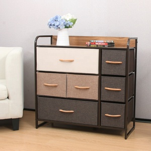 Commode en tissu robuste avec poignées en bois et 7 tiroirs, <span class=keywords><strong>tour</strong></span> <span class=keywords><strong>de</strong></span> rangement pliable grande capacité, armoire pour salon - Product Image 3