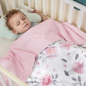<span class=keywords><strong>Couverture</strong></span> bébé double couche en fausse fourrure tricotée ultra douce Minky 40x50 pouces, motif géométrique, pour filles et garçons, avec dos à pois, jeté de <span class=keywords><strong>lit</strong></span> pour nouveau-né - Product Image 2