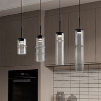 Lampe suspendue LED en verre et aluminium à cylindre unique pour îlot de cuisine, comptoir de bar, chambre à coucher, décoration intérieure, luminaires