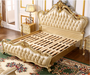 Lit <span class=keywords><strong>King</strong></span> en bois massif de Style européen, sculpté, chambre à coucher, lit Double de luxe, lit de princesse pour meubles d'hôtel et de maison - Product Image 2
