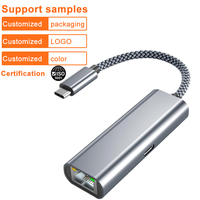 Adaptador Ethernet USB C 2 en 1, tarjeta de red LAN tipo C a RJ45 con carga PD de 100W, carcasa de aluminio para ordenador portátil/teléfono/tableta