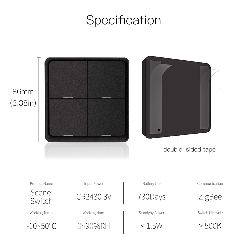 EU New Zigbee Smart Switch Wall Panel Remote Control Home Products Tuya Smart Life App Battery Wireless Scene Smart Switch · image 3