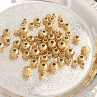 Perles d'espacement rondes en acier inoxydable plaqué or 18 carats, motif sergé citrouille, pour la fabrication de bijoux et composants de colliers - Vente en gros