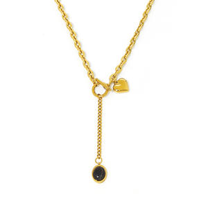 Collana da Donna Trendy Hip-Hop con Ciondolo a Cuore Personalizzato e Catena a Maglie con Chiusura a T e Nappa - 1 Pezzo - Product Image 5