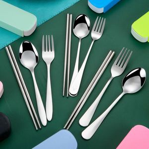 Ensemble de couverts portables en acier inoxydable avec cuillère, fourchette et baguettes pour les voyages, le camping et les cadeaux promotionnels - Product Image 3