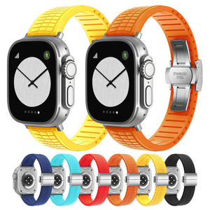 FWholesale Silicone Watch <b>Strap</b> for Apple Watch S9 45mm Ultra 49mmm SE 44mm 38mm Quick Release Butterfly Clasp Watch Band - Product Image 5