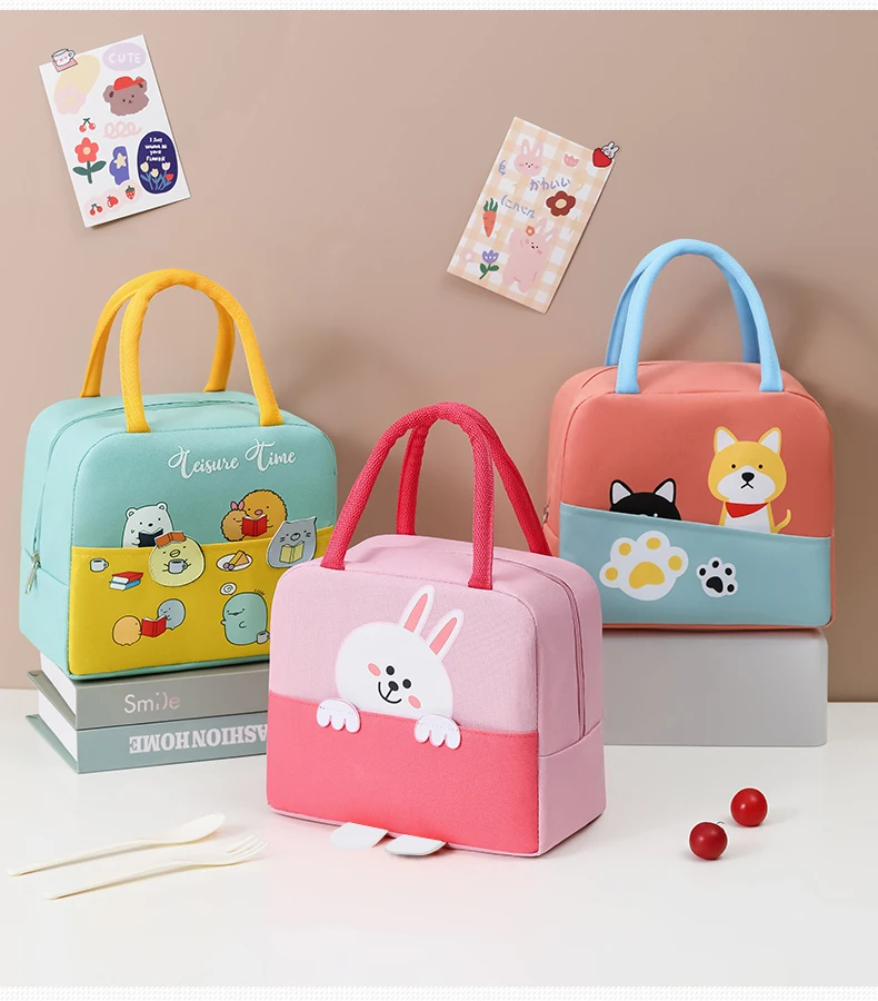 Wholesale Small Multi-Function insulated cooler bag with zipper food storage picnic hot cold thermal  Keep cold cute lunch bag