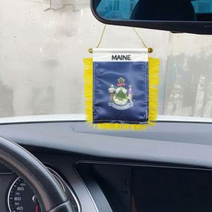 Bandera de Coche Personalizada del Estado de Maine en Satén con Borlas Amarillas, Gráfico Impreso Digitalmente - Product Image 3