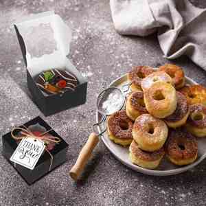 Wholesale Black Bakery Boxes 4x4x2.5 Inches Cookie Boxes Kraft Paper Black <b>Gift</b> <b>Box</b> for Pastries Cookies Pie Donuts Macaroon - Product Image 4