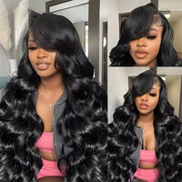 Perruques Body Wave HD transparentes en cheveux humains vierges Remy, longueur naturelle pour femmes noires