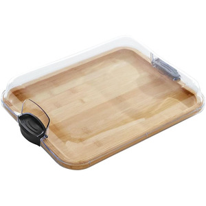 Plateau de service en bambou avec couvercle, plateau à fromage multifonctionnel pour la cuisine, pour collations, pain, fruits et assiettes à dîner - Product Image 1