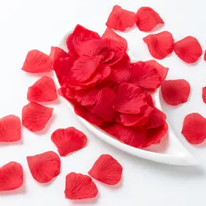 Tela de pétalos de rosa blanca falsa a granel para el Día de San Valentín, 100 Uds., venta al por mayor, pétalos de rosa de seda artificial roja para boda