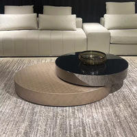 Table basse ovale rotative en acier inoxydable, design minimaliste moderne et luxueux, mobilier de décoration de haute qualité pour la maison