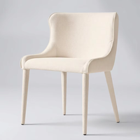 Chaise de salle à manger inclinable en tissu, taille personnalisable, structure en acier artisanale, chaise ergonomique blanche pour restaurant et café