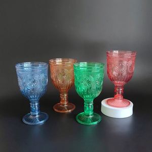 Vintage Plastic 380ml Unbreakable Stemmed <b>Wine</b> <b>Goblet</b> Floral Embossed Reusable Party Tableware - Product Image 5