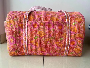 Large Durable Lightweight Quilted Cotton Weekender Bag Zipper Eco-Friendly Handmade Travel Tote Custom <b>Overnight</b> <b>Holdall</b> Gift - Product Image 5
