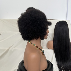 Perruque Bob V-Part en <span class=keywords><strong>cheveux</strong></span> humains brésiliens Remy, 4x4 HD transparente, <span class=keywords><strong>coupe</strong></span> afro-kinky <span class=keywords><strong>courte</strong></span> bouclée, densité 250%, pour femmes noires - Product Image 3