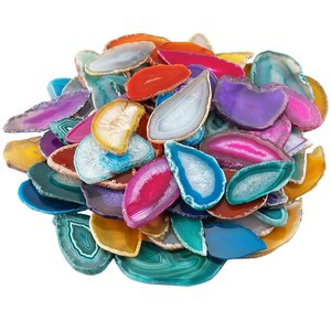 Fetta di Agata Naturale Lucidata per Feng Shui, Cristallo Colorato di Agata Geode per Creazione di Ciondoli, Pietra Preziosa Intagliata con Incisione - Product Image 2