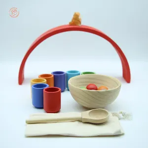 CPCインタラクティブベビー幼児おもちゃペグ人形ボールカップモンテッソーリ木製色並べ替え幼児用スタッキングおもちゃ
