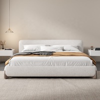 Lits rembourrés de luxe King Size Queen Cadre de lit en tissu Lit double doux Flamme Meubles de chambre à coucher