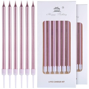 Metallic Birthday <strong>Candles</strong> in Holders Colorful <strong>Tall</strong> Birthday Cake <strong>Candles</strong> Long Thin Cupcake <strong>Candles</strong> for Birthday Wedding Party - Product Image 2