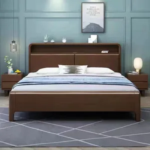 Leder Rückenlehne moderne Erwachsenen Schlafzimmer möbel Königin Massivholz King Size klassisches Porzellan Komfort bett mit Lagerung