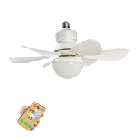 Ventilateur de plafond moderne à LED avec douille E27, moteur AC, 3 vitesses, 6 pales, 16,5 pouces, pliable, intelligent, avec télécommande