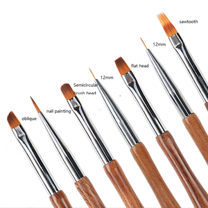 Pinceau à ongles en bois naturel en forme de calebasse, 7mm 9mm 11mm, rond, ovale, pour gel, liner, peinture, dessin, stylo de manucure - Product Image 4