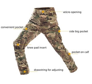 Tenue d'entraînement tactique d'extérieur pour <span class=keywords><strong>homme</strong></span> en tricot camouflage G3, respirante, ignifuge, en polyester/coton Rip-Stop, personnalisable - Product Image 4