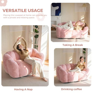 Sofá de Dos Plazas con Forma Floral, Ultra Suave, Mini Sofá, Sillón de Lectura de Piel Sintética para Sala de Estar y Dormitorio - Product Image 5