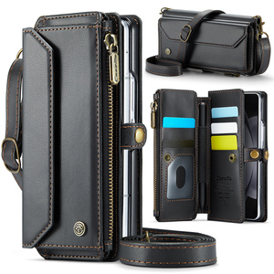 Caseme Luxe Multifonctionnel Dragonne Cuir Portefeuille Multi-Fentes Cartes Fermeture Éclair Étui de Téléphone Épaule pour Samsung Galaxy <span class=keywords><strong>Z</strong></span> <span class=keywords><strong>Fold</strong></span> <span class=keywords><strong>3</strong></span> 4 5 6 - Product Image 1