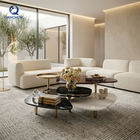 Table basse de salon personnalisée de luxe Table de canapé moderne en acier inoxydable avec combinaison en marbre pour meubles de maison, d'hôtel et de villa