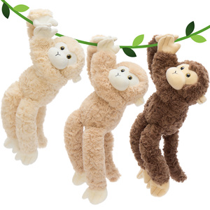 Set di 3 Peluche Scimmie con Velcro, Morbidi Animali Imbottiti, Decorazione da Parete, Accessorio per Auto e Zaino, Regalo - Product Image 1