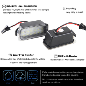 Feu de plaque d'immatriculation LED de rechange pour Ford Mondeo Focus DA3 5D <span class=keywords><strong>Fiesta</strong></span> <span class=keywords><strong>MK6</strong></span> JA8 Ranger C-MAX <span class=keywords><strong>S</strong></span>-MAX Focus Réflecteur Lampe de plaque d'immatriculation - Product Image 5