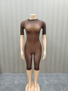 FF1499 <span class=keywords><strong>Combinaison</strong></span> moulante sexy ultra-extensible en polyester brillant pour femme, tenue de soirée transparente, <span class=keywords><strong>combinaison</strong></span> une pièce, vêtement de rue - Product Image 4
