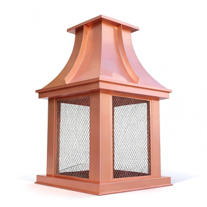 Capot de cheminée en cuivre sur mesure, épais et carré, avec toit pagode, résistant aux intempéries, en métal architectural - Product Image 3