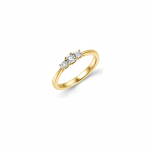 Bague de fiançailles élégante en or jaune 14 carats avec diamants véritables pour femmes de créateur - Product Image 1