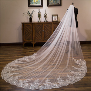 <span class=keywords><strong>Voile</strong></span> <span class=keywords><strong>de</strong></span> mariée long et large <span class=keywords><strong>de</strong></span> 3 m pour studio photo, avec peigne à cheveux et dentelle à sequins, accessoire <span class=keywords><strong>de</strong></span> robe <span class=keywords><strong>de</strong></span> mariée - Product Image 2