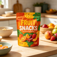 Sachet d'emballage alimentaire refermable personnalisé, imprimé en couleur, de qualité alimentaire, avec fermeture éclair, en plastique, pour fruits et snacks