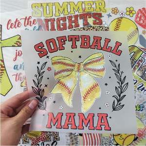 卸売ソフトボールをテーマにしたDTF熱転送高精度転送印刷長続きする熱プレスステッカー服に最適 - Product Image 1