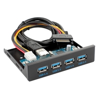 Panel frontal USB3.0 de 4 puertos, bahía de unidad de 5,25 pulgadas, concentrador de expansión USB PCI-E X1, alimentación SATA de 15 pines para ordenador de escritorio