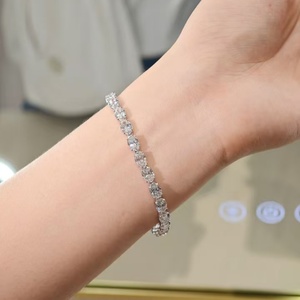 IGI Certified Oval Cut Lab Grown Diamond Tennis Bracelet 9k 14k Solid Gold DEF VVS Full Diamond Link Luxury Jewelry for Women - Product Image 3
