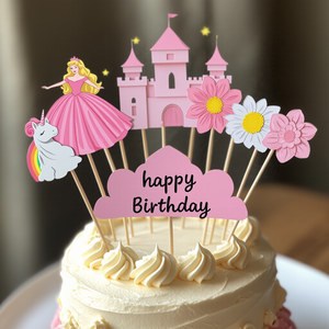 Principessa castello tema Cupcake Topper bambini <span class=keywords><strong>festa</strong></span> di <span class=keywords><strong>compleanno</strong></span> decorazioni torta ragazza bomboniere cartone animato 24 pz personalizzato - Product Image 1