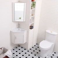 Nouveau design mural blanc coin pvc salle de bain lavabo armoire