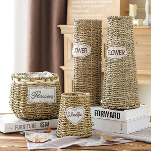 Ensemble de paniers en paille tressée, petits paniers coniques pour fleurs, paniers cadeaux, tissage artisanal en herbe naturelle, décoration pour la maison - Product Image 3