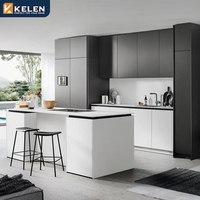 Kelen 2022 Pabrik Kustom Langsung Modern Modular Pernis Selesai Tanpa Tangan Lemari Dapur Kayu Lapis