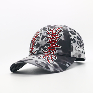 High Quality Leopard Print 6 Panel <b>Baseball</b> <b>Cap</b> Custom Alignment Embroidery Logo Across Brim and Front - Product Image 1
