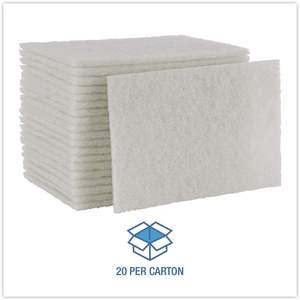 Boardwalk 98BWK LD 6 pulgadas. X 9 pulgadas Estropajo de Limpieza Ligero - Blanco, Hecho de Poliéster para Limpieza del Hogar y Lavado de Platos, 20 Unidades por Caja - Product Image 1
